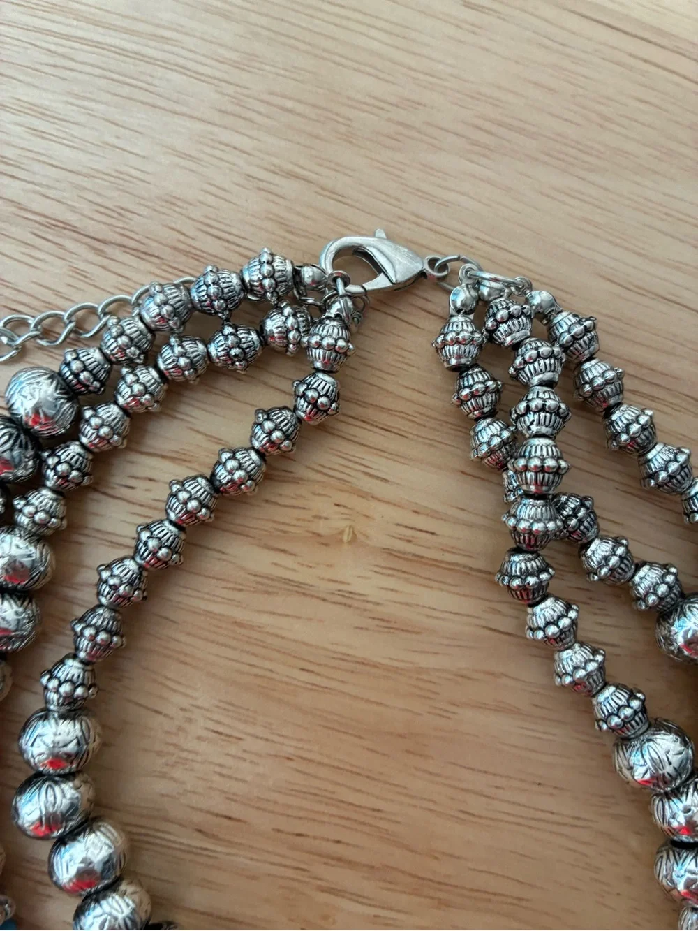Blue Beaded Multi-Strand Necklace with two bracelets & Matching Earrings Set